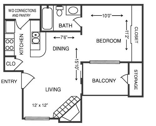 1 Bedroom 0733 floor plan
